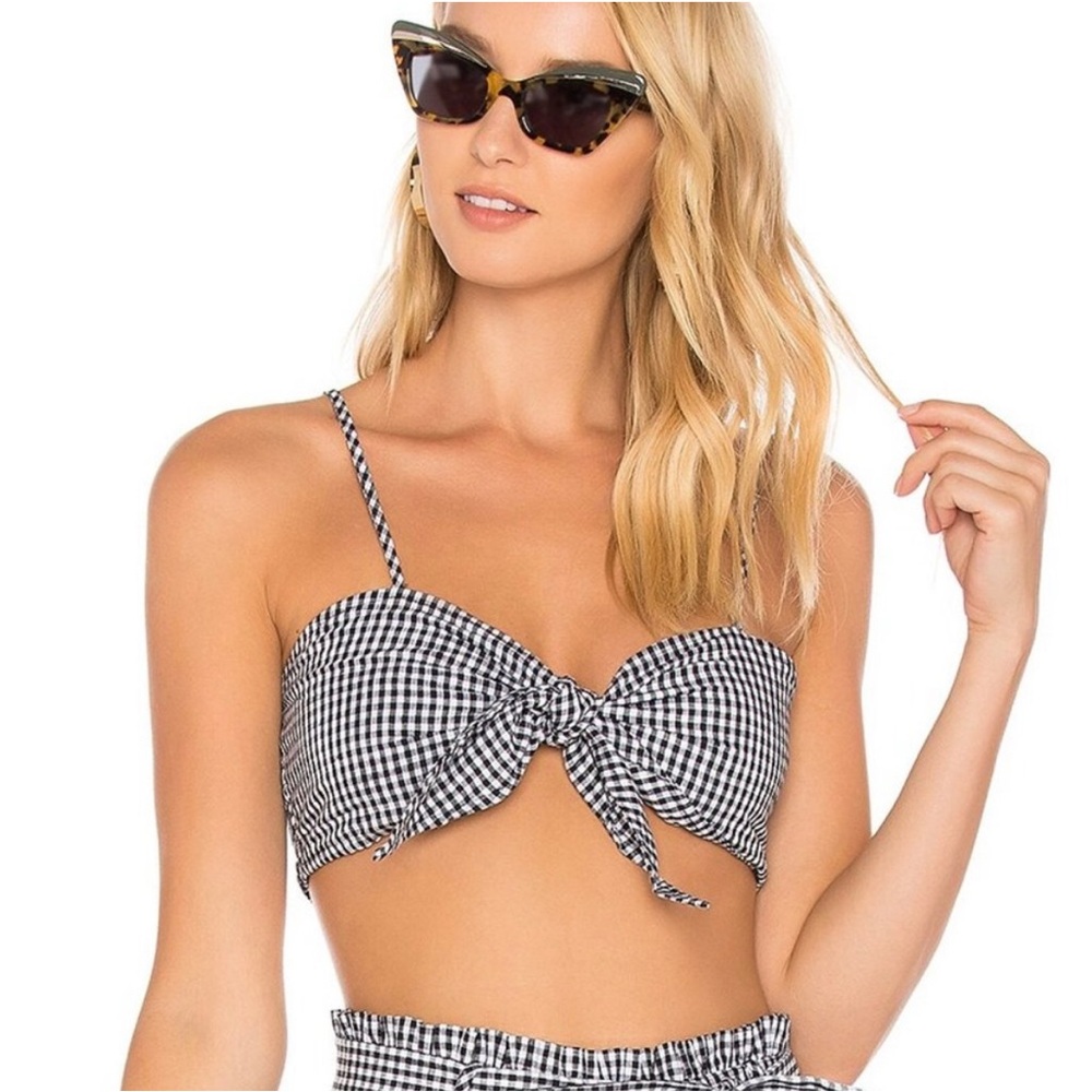 For Love & Lemons Sample Black & White Gingham Crop Top
